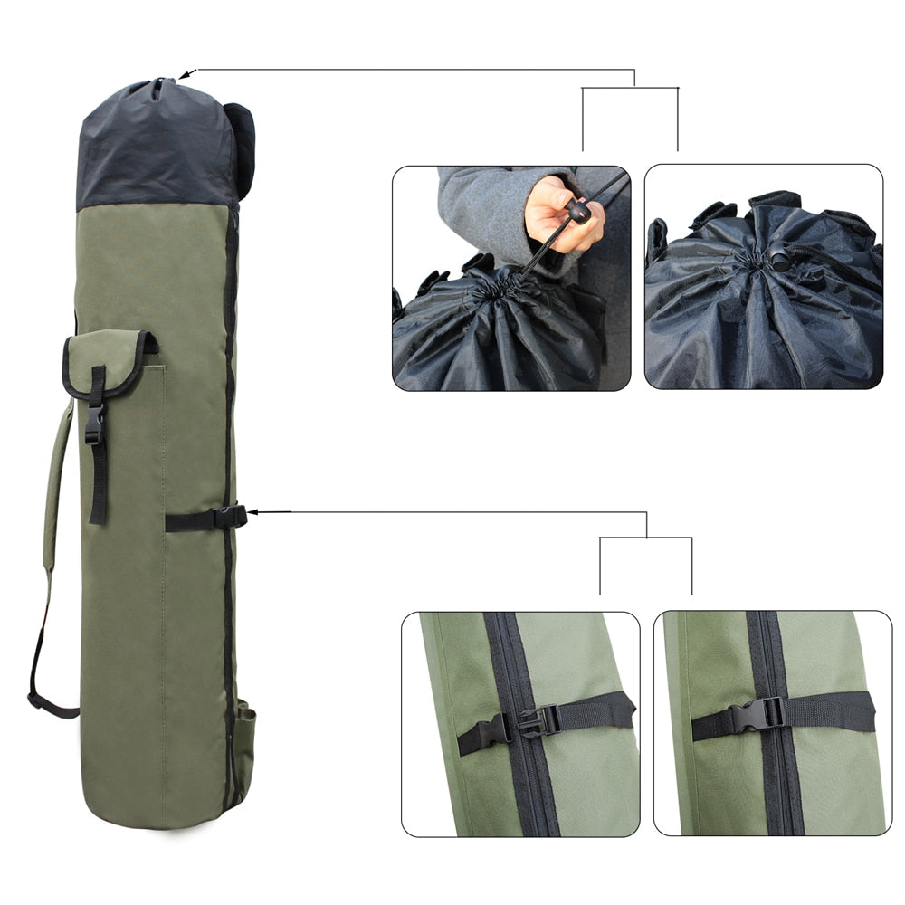 Portable Multifunction Nylon Fishing Bag - Rod & Tackle Storage Case