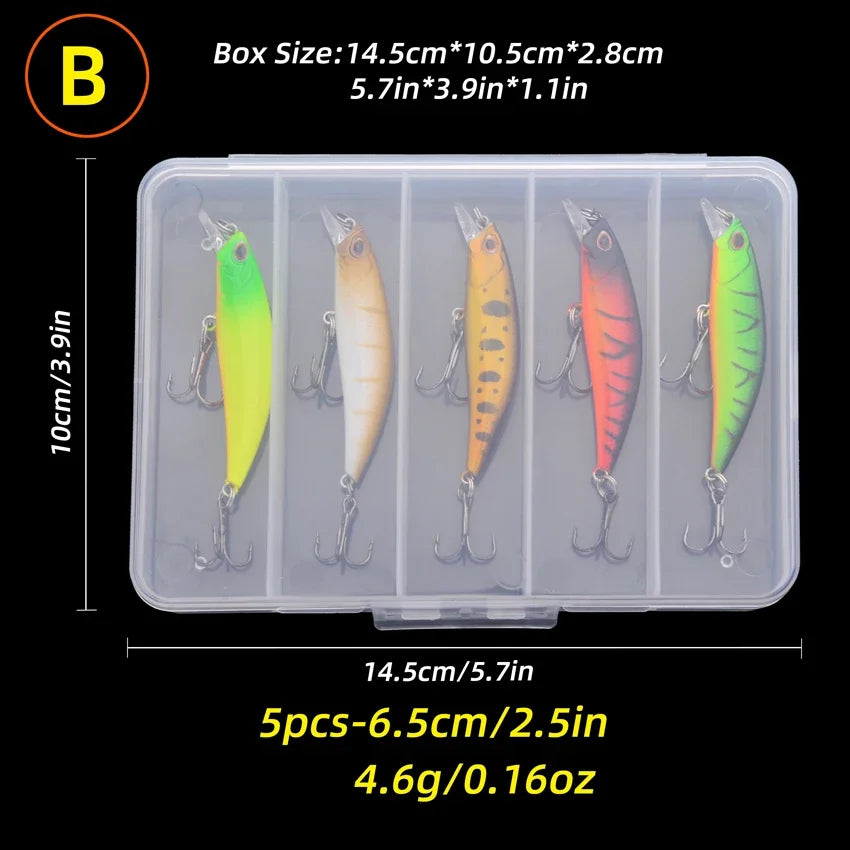 5Pcs/Box Premium Topwater Minnow Popper Fishing Lures - Perfect for Big Fish