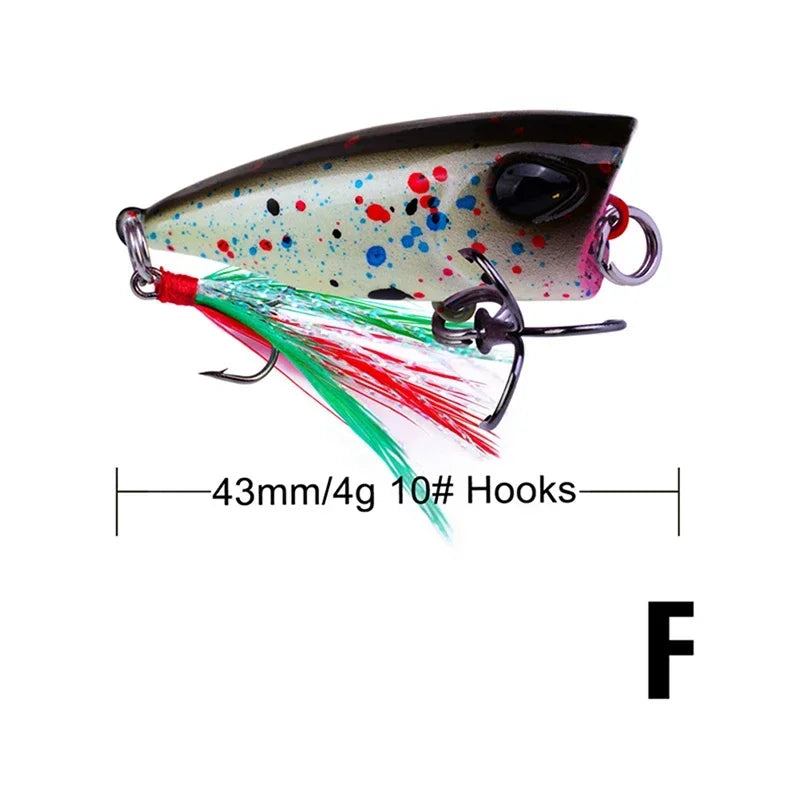 4.3cm Mini Popper Lure for Trout Fishing - Ultralight Topwater Bait