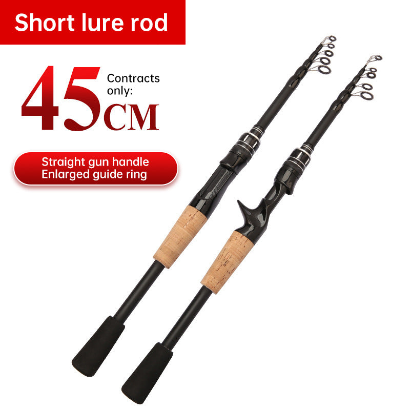 1.5 - 2.4M Telescopic Carbon Fishing Rod with Wooden Handle - Rotary Baitcasting (8 - 25g)