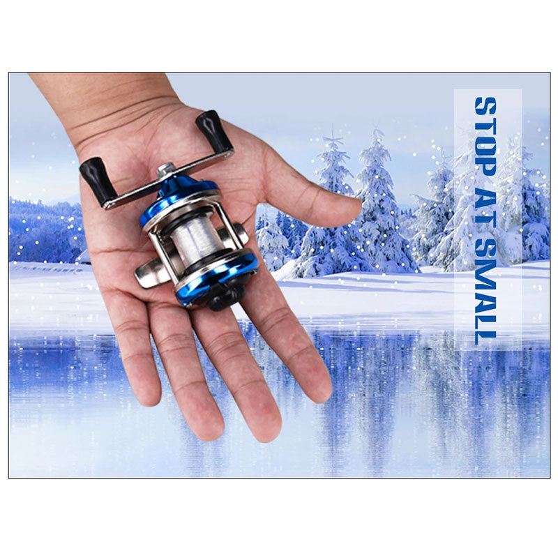 Mini Metal/Plastic Drum Fishing Wheel - Portable Winter Ice Fishing Reel