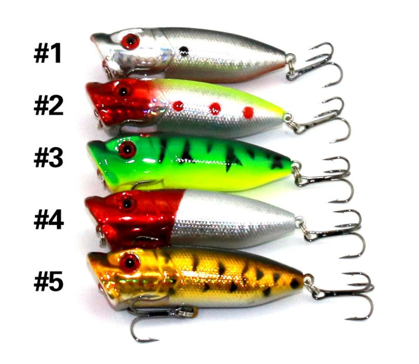 5pcs Set of Vibrant Colored Fishing Lures for Topwater Action