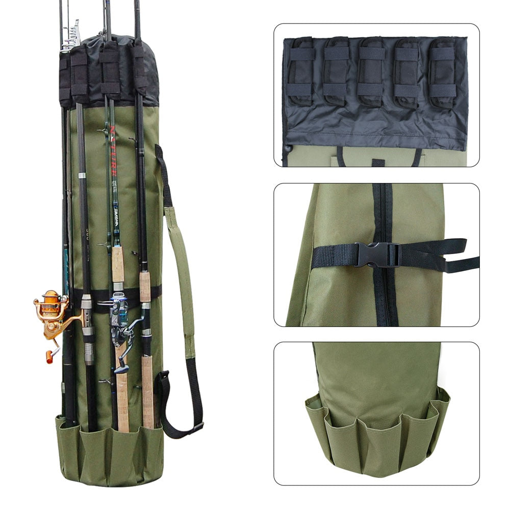 Portable Multifunction Nylon Fishing Bag - Rod & Tackle Storage Case