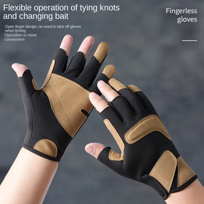 Professional Grade Fishing Gloves for Men and Women - Waterproof, Non-Stick Bait, Exposed Three Finger Design