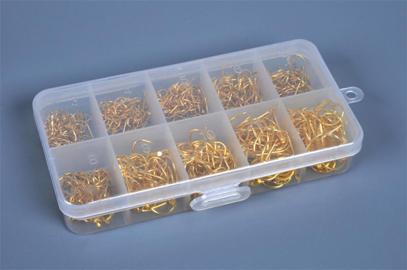 500pcs/box Multiple Sizes Golden Fishing Hooks - Anti-corrosion Flat Head Barbed