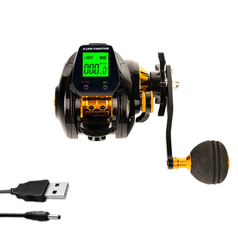 7.2:1 Digital Fishing Baitcasting Reel with Line Counter and Bite Alarm