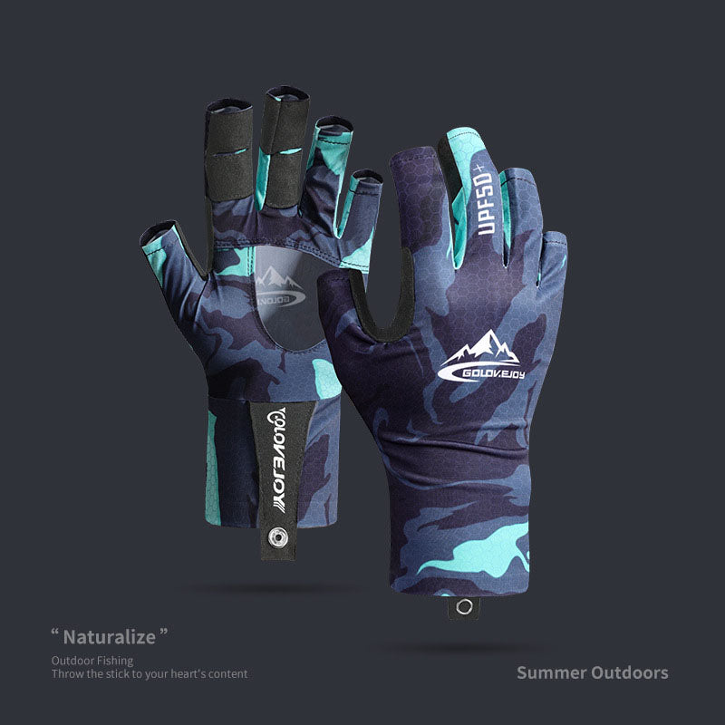 UPF50+ Lure Fishing Gloves for Men - Half Finger Sun Protection Ice Silk