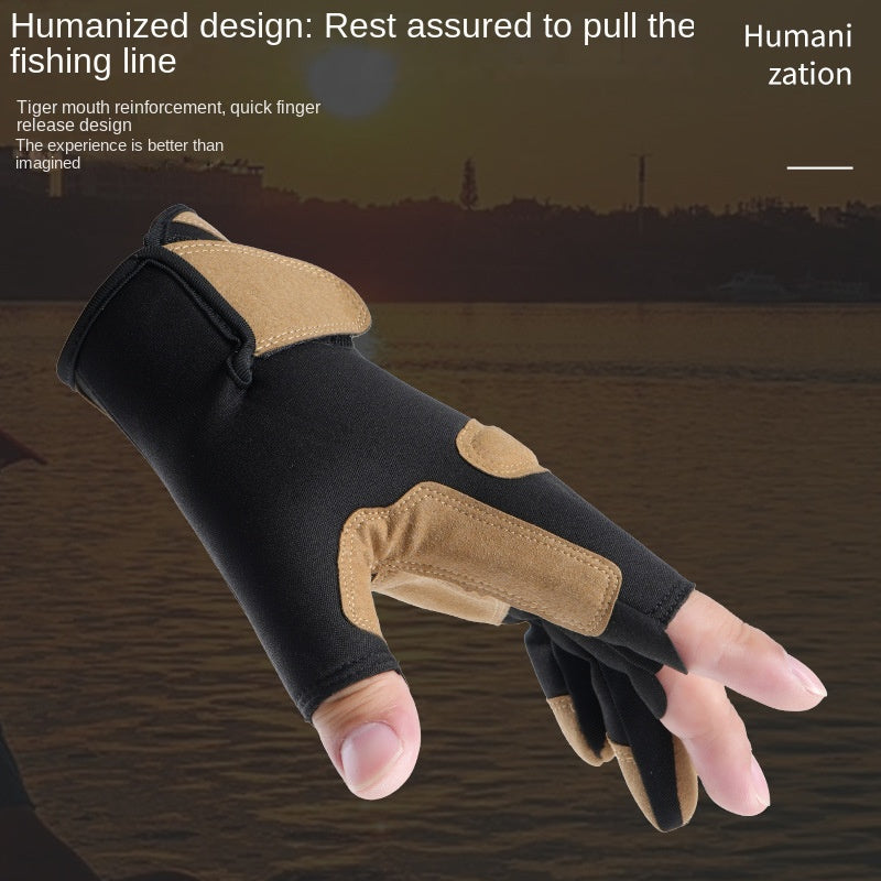 Professional Grade Fishing Gloves for Men and Women - Waterproof, Non-Stick Bait, Exposed Three Finger Design