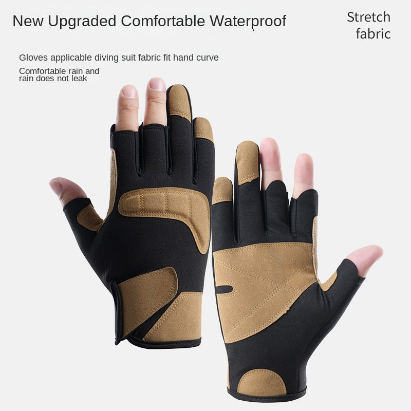 Professional Grade Fishing Gloves for Men and Women - Waterproof, Non-Stick Bait, Exposed Three Finger Design