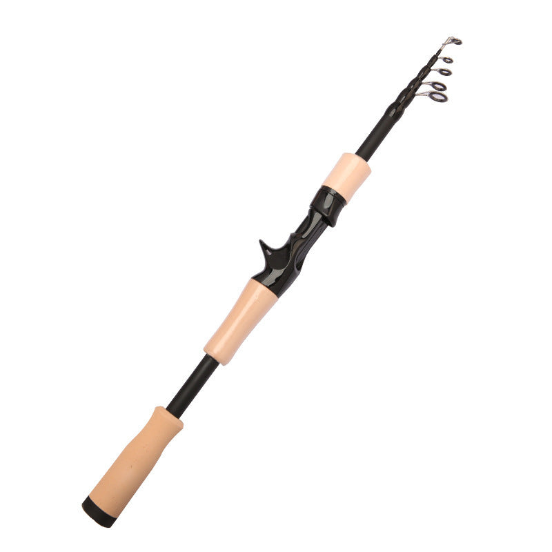 1.5 - 2.4M Telescopic Carbon Fishing Rod with Wooden Handle - Rotary Baitcasting (8 - 25g)