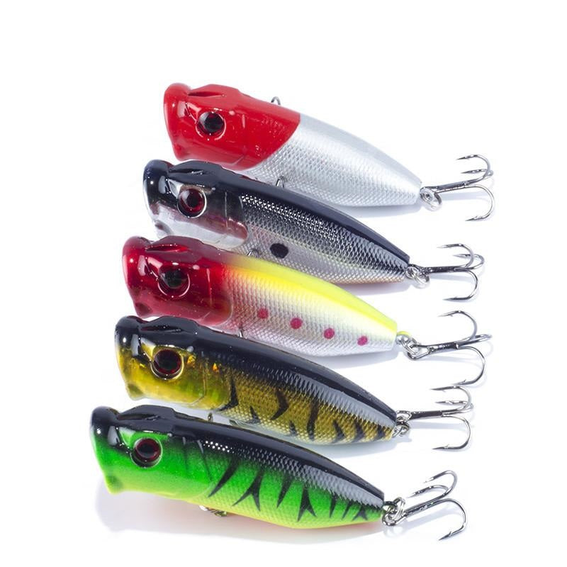 5pcs Set of Vibrant Colored Fishing Lures for Topwater Action