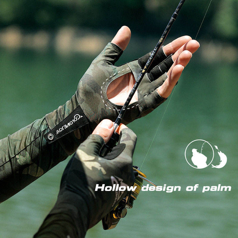 UPF50+ Lure Fishing Gloves for Men - Half Finger Sun Protection Ice Silk