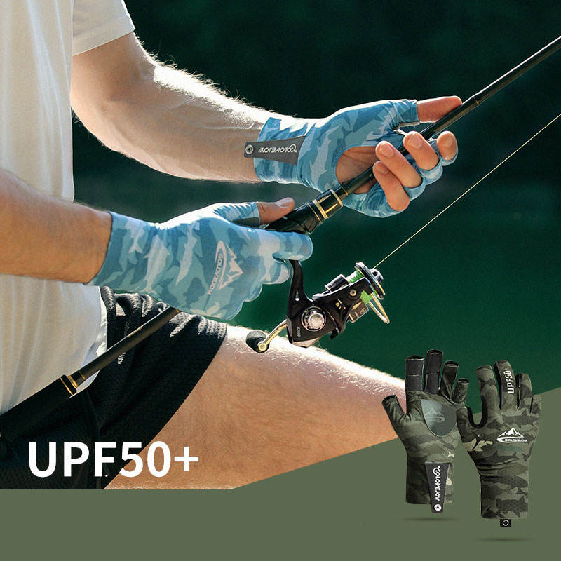 UPF50+ Lure Fishing Gloves for Men - Half Finger Sun Protection Ice Silk