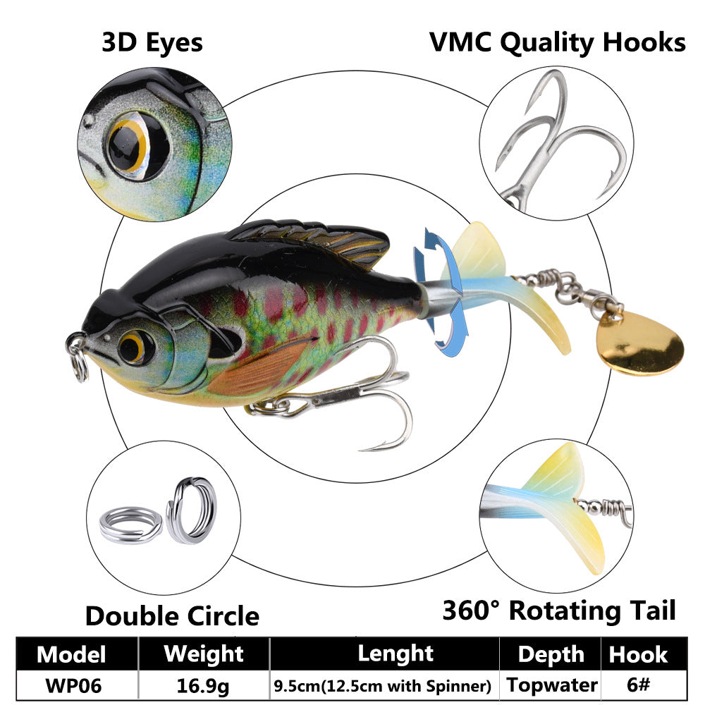 9.5cm/16.9g Propeller Rotary Tractor Bait - Topwater Fishing Lure