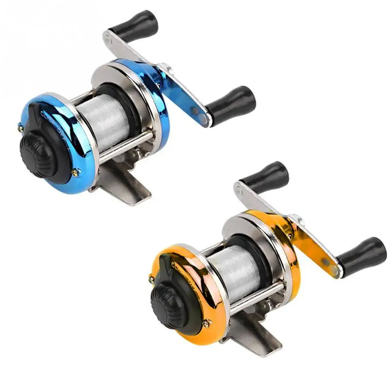 Mini Metal/Plastic Drum Fishing Wheel - Portable Winter Ice Fishing Reel