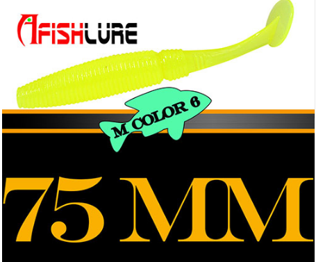 6pcs T Tail Soft Worm Fishing Lures - 3.2g 75mm Paddle Tail for Bass Fishing