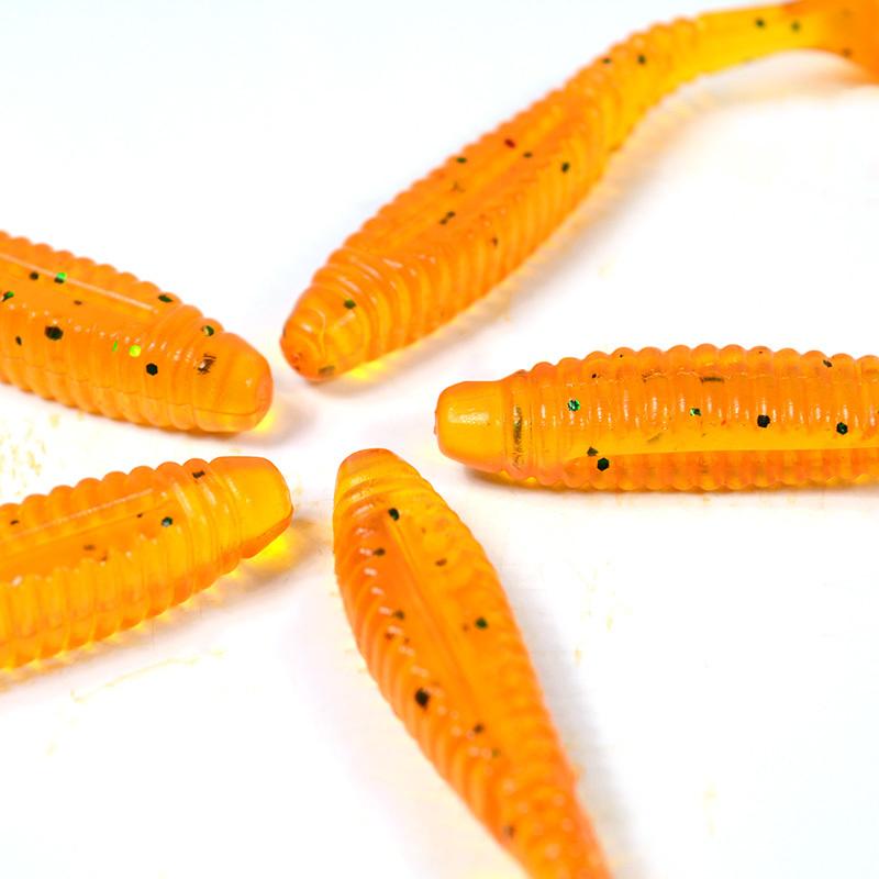 5Pcs/Bag 8cm Silicone T Tail Brown Grub Worm Fishing Lure - Perfect for Anglers