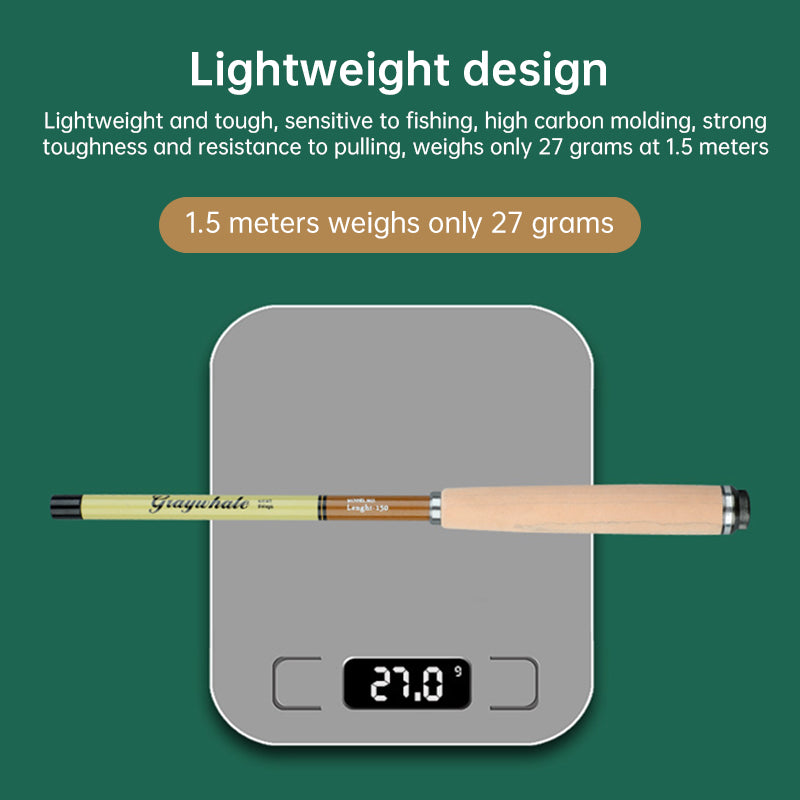 26cm Ultra-Short Portable Telescopic Fishing Rod - Carbon Fiber