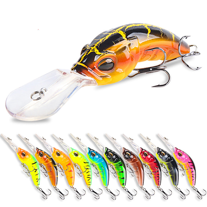 Wide Tongue Deep Dive ABS Rock Mino 10.4cm 14.5g - Enhanced Three Hook Simulated Worm Bait