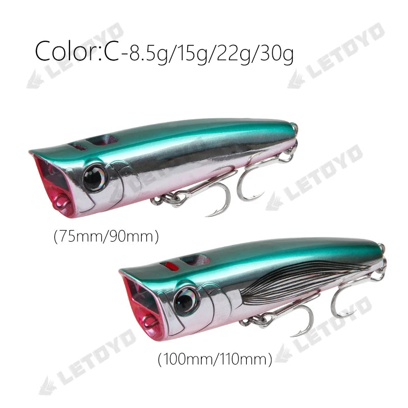 Topwater Popper 8.5-30g Floating Rock Pop Artificial Hard Baits for Bass Perch Pike Fishing Lure