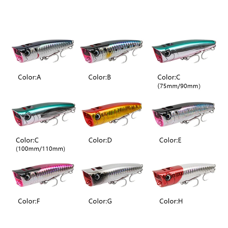 Topwater Popper 8.5-30g Floating Rock Pop Artificial Hard Baits for Bass Perch Pike Fishing Lure