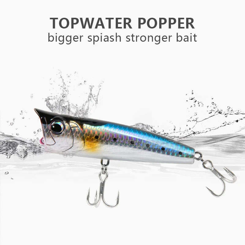 Topwater Popper 8.5-30g Floating Rock Pop Artificial Hard Baits for Bass Perch Pike Fishing Lure