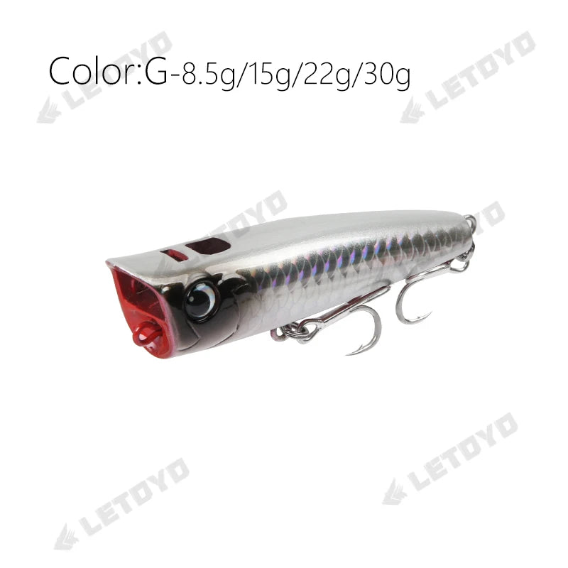 Topwater Popper 8.5-30g Floating Rock Pop Artificial Hard Baits for Bass Perch Pike Fishing Lure