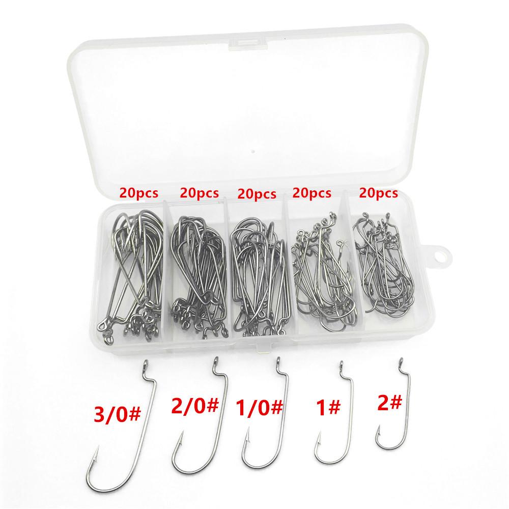 100pcs/box 2#-3/0# 5 Size Jig Head Hook - Ideal for Fishing Enthusiasts