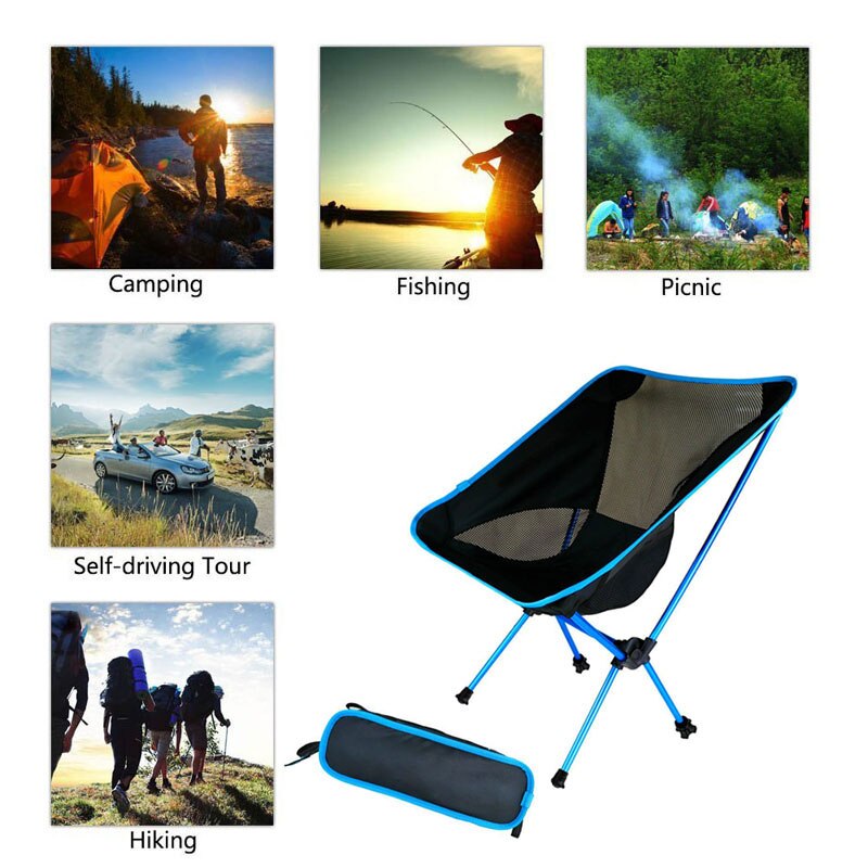Travel Ultralight Folding Chair - Superhard High Load Outdoor Camping, Beach & Picnic Seat