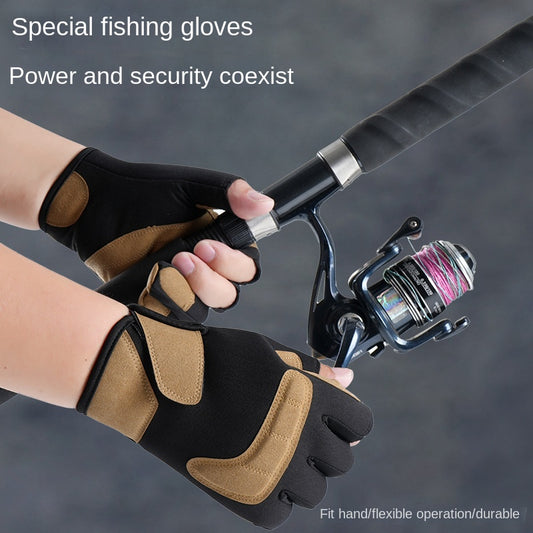 Professional Grade Fishing Gloves for Men and Women - Waterproof, Non-Stick Bait, Exposed Three Finger Design