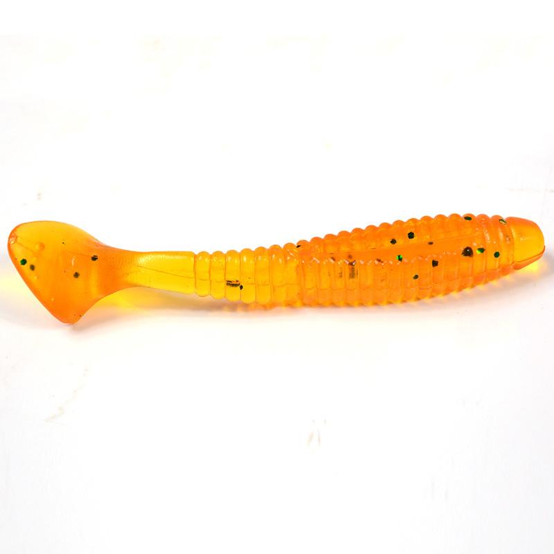 5Pcs/Bag 8cm Silicone T Tail Brown Grub Worm Fishing Lure - Perfect for Anglers