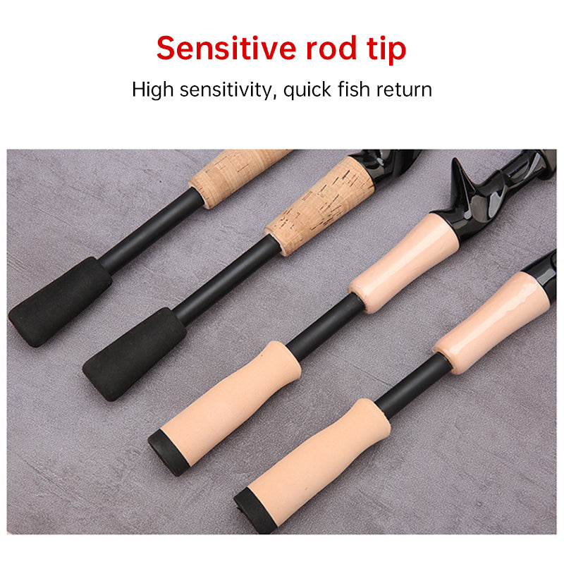 1.5 - 2.4M Telescopic Carbon Fishing Rod with Wooden Handle - Rotary Baitcasting (8 - 25g)