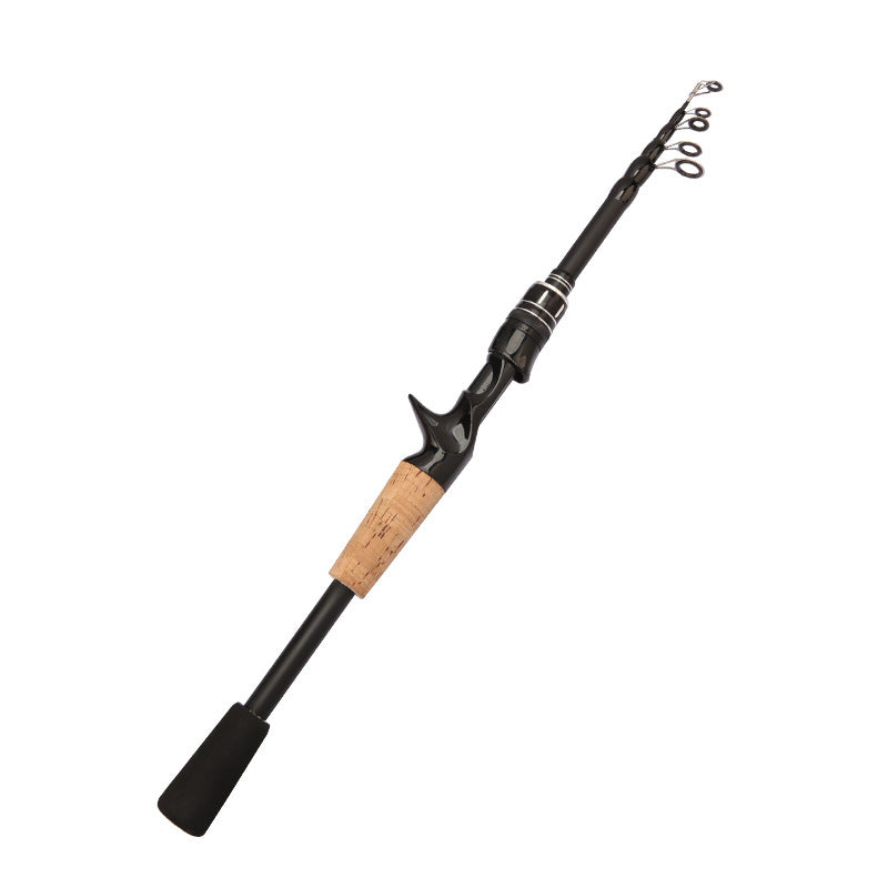 1.5 - 2.4M Telescopic Carbon Fishing Rod with Wooden Handle - Rotary Baitcasting (8 - 25g)