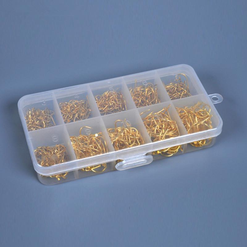 500pcs/box Multiple Sizes Golden Fishing Hooks - Anti-corrosion Flat Head Barbed