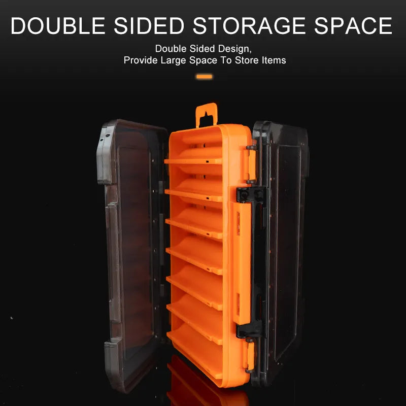 Fishing Box with 12-14 Compartments - Double Sided Tackle Storage for Lures and Hooks