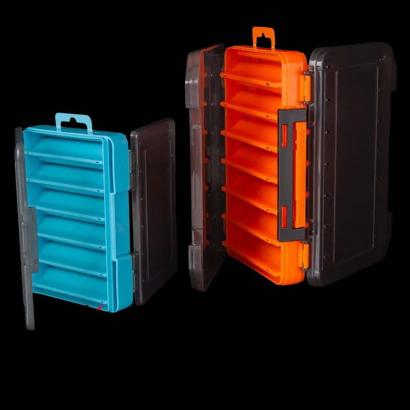 Fishing Box with 12-14 Compartments - Double Sided Tackle Storage for Lures and Hooks