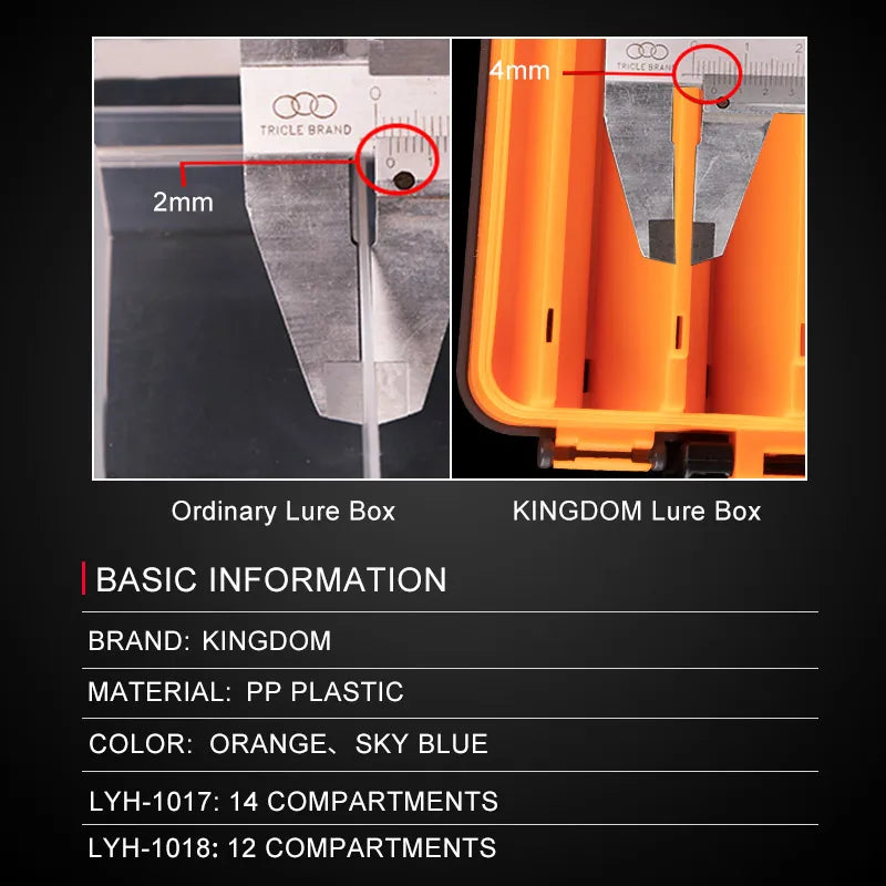 Fishing Box with 12-14 Compartments - Double Sided Tackle Storage for Lures and Hooks