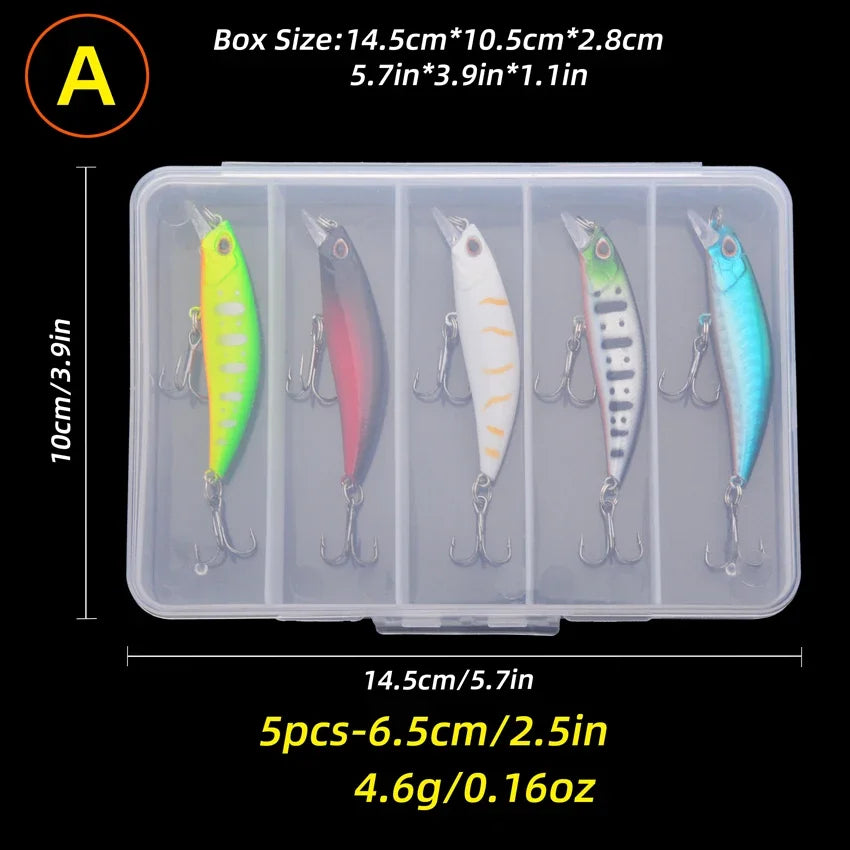 5Pcs/Box Premium Topwater Minnow Popper Fishing Lures - Perfect for Big Fish