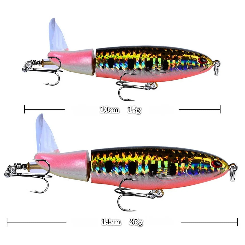 Topwater Spinner Fishing Lure - 10cm & 14cm Popper Pencil Hard Bait