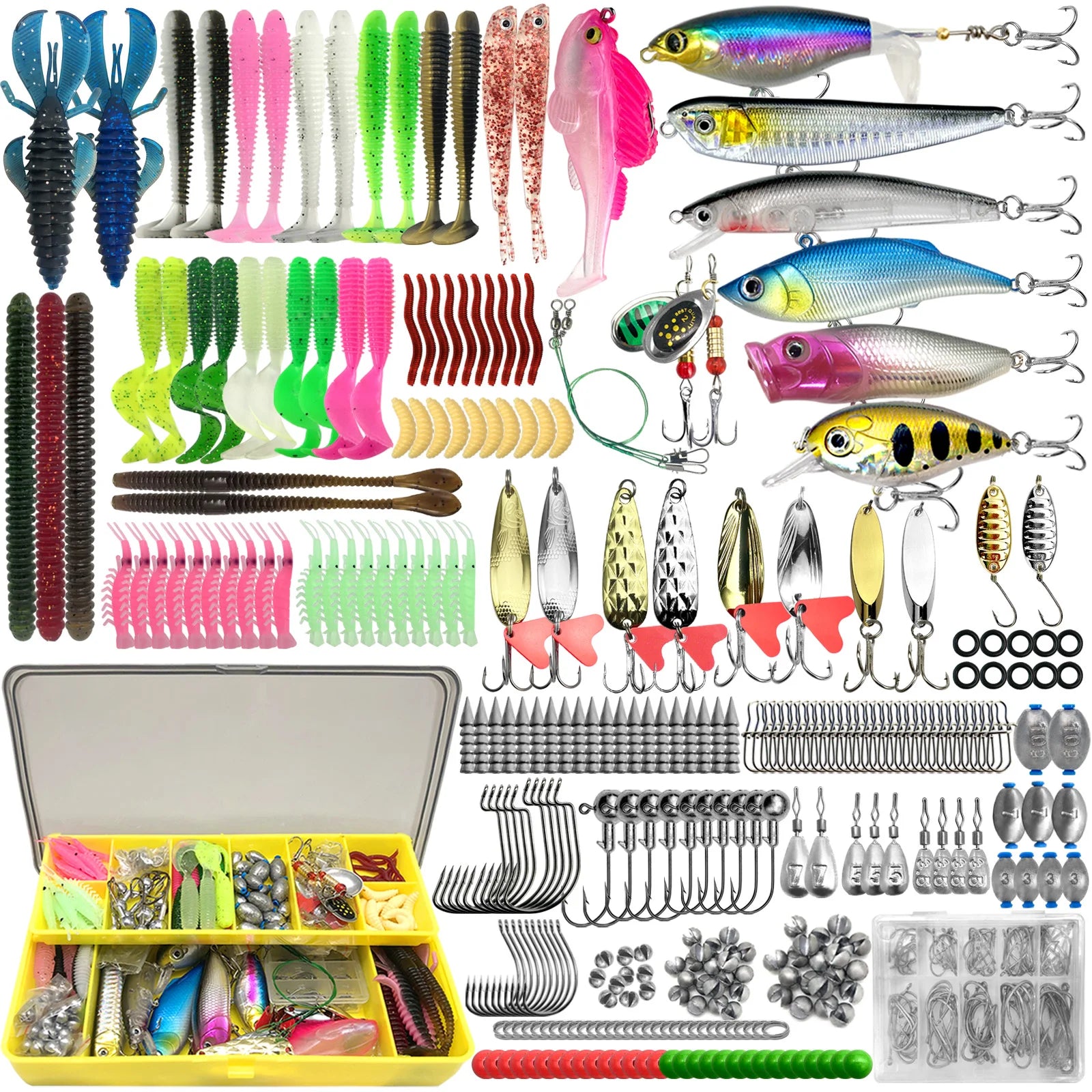 Fishing Lure Kit (83/133/193/239/409pcs) - Multi-Lure Set for Trout, Pike & Bass