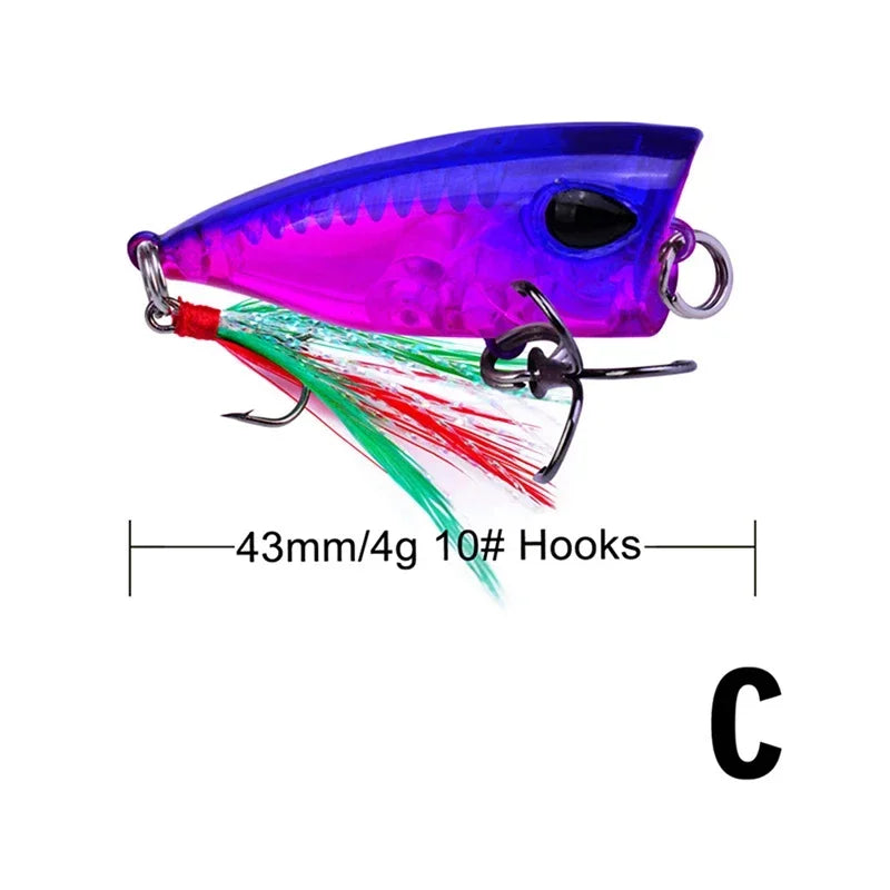 4.3cm Mini Popper Lure for Trout Fishing - Ultralight Topwater Bait