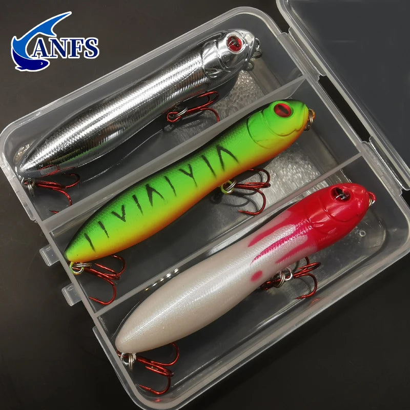 1pc/3pcs 10cm Floating Fishing Lures - Pencil Bait Popper Top Water Artificial Baits