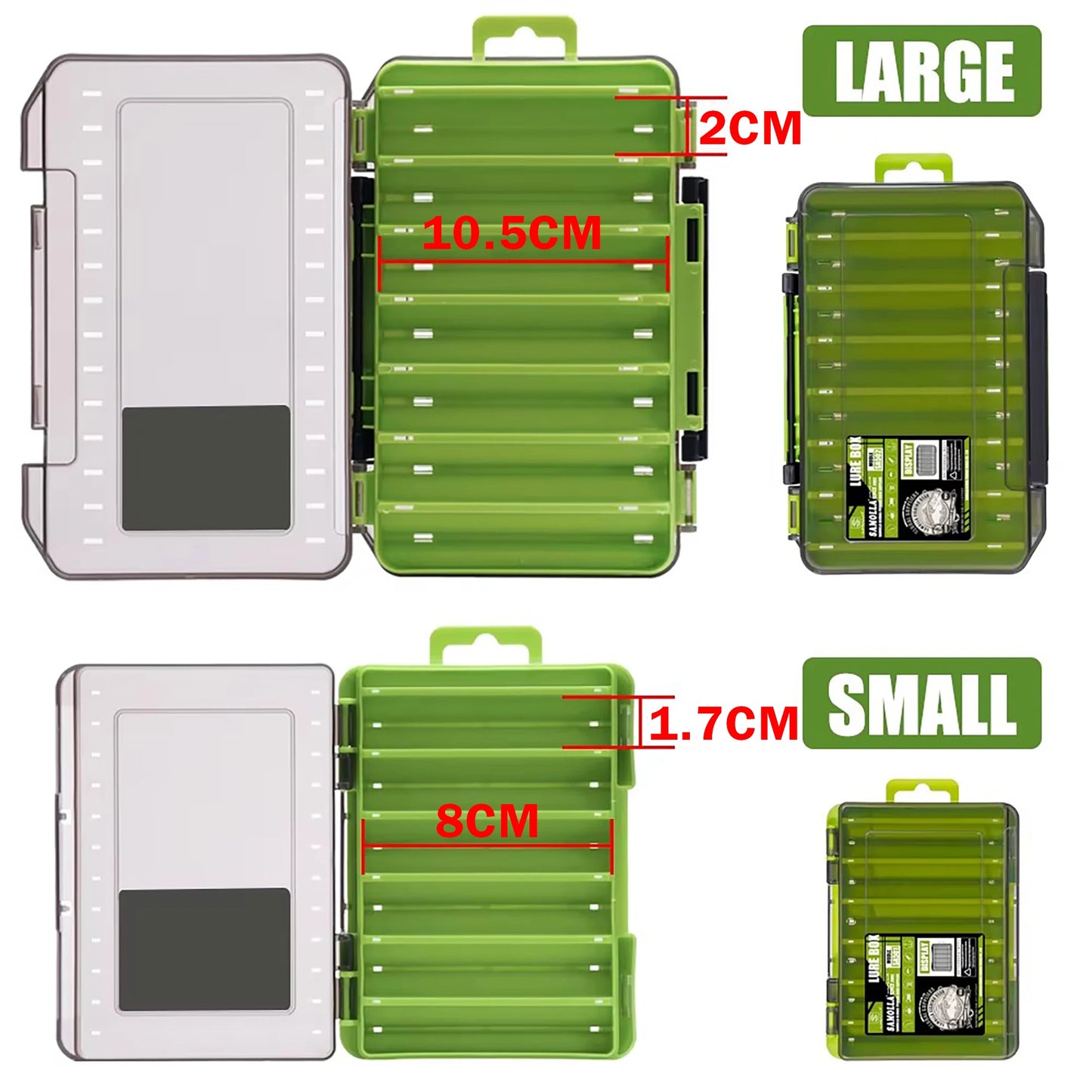 Double-Sided Compact Tackle Box - Versatile Organizer for Lures, Hooks, and Baits