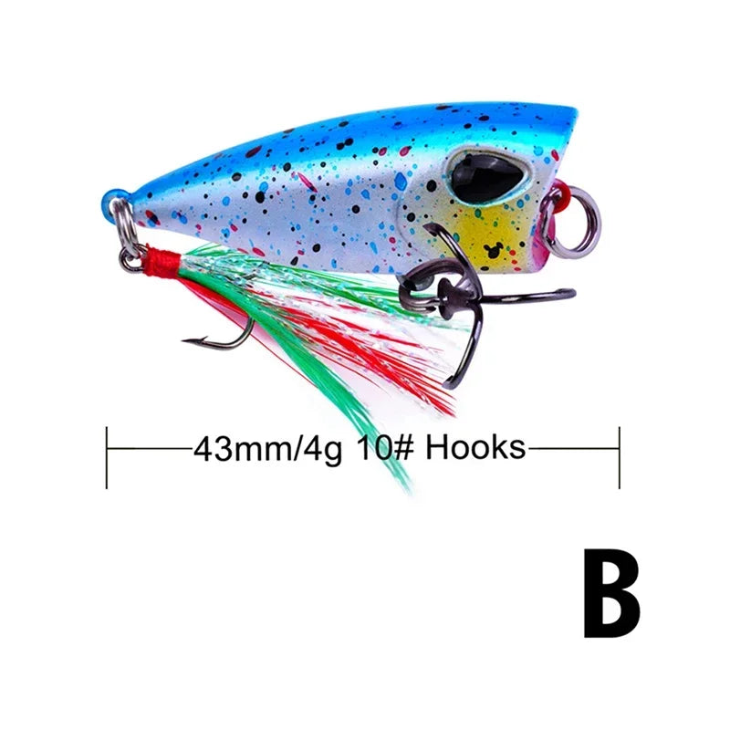 4.3cm Mini Popper Lure for Trout Fishing - Ultralight Topwater Bait