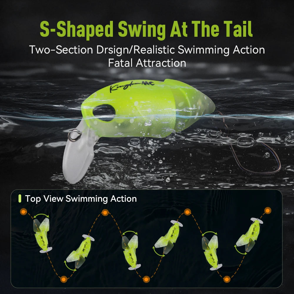 Kingdom 2 Section Minnow Lure - 37mm Floating S-shaped Wobble for Topwater Fishing