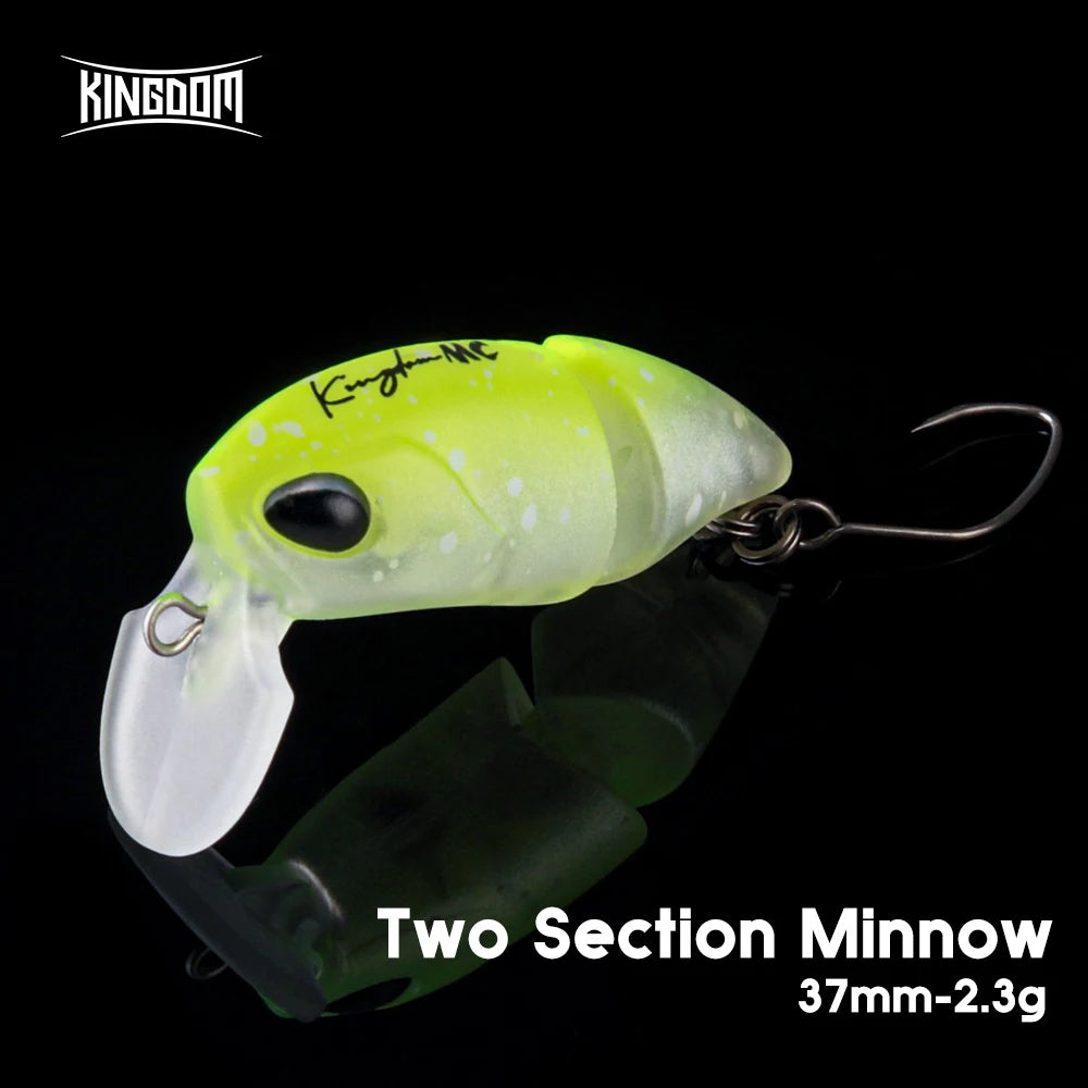 Kingdom 2 Section Minnow Lure - 37mm Floating S-shaped Wobble for Topwater Fishing