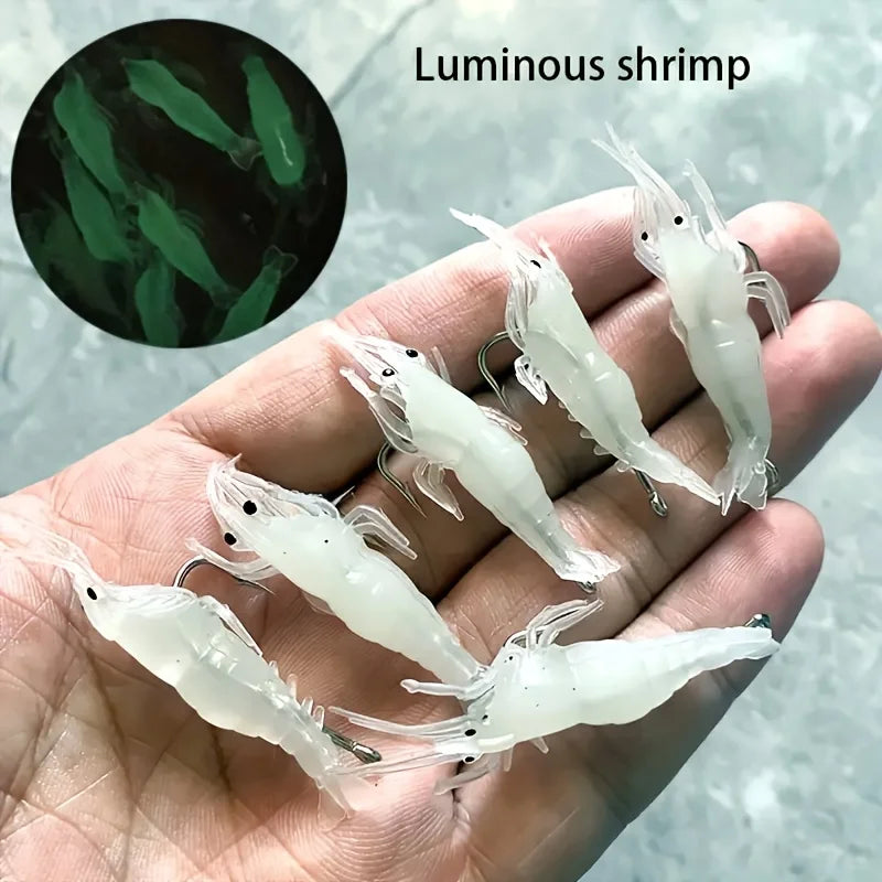 Luminous Shrimp Lures - Soft Fishing Bait Set (5/10/20pcs) for Freshwater and Saltwater