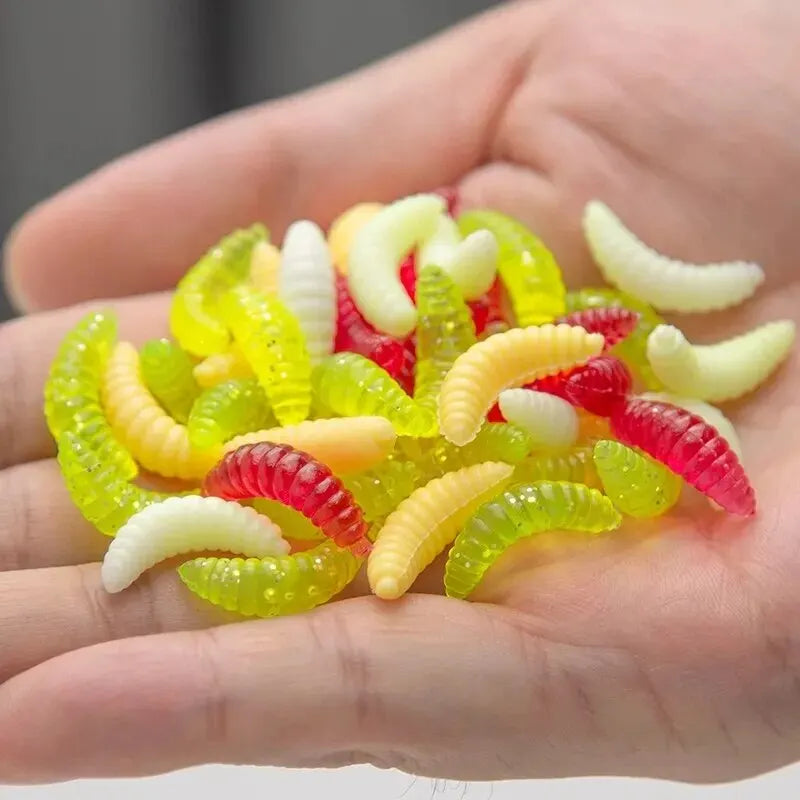 Colorful Luminous Soft Bait Bread Worms - 50 PCS Bionic Lure for Fishing