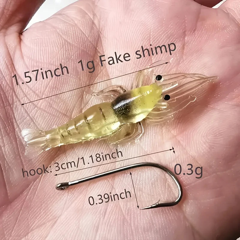 Luminous Shrimp Lures - Soft Fishing Bait Set (5/10/20pcs) for Freshwater and Saltwater