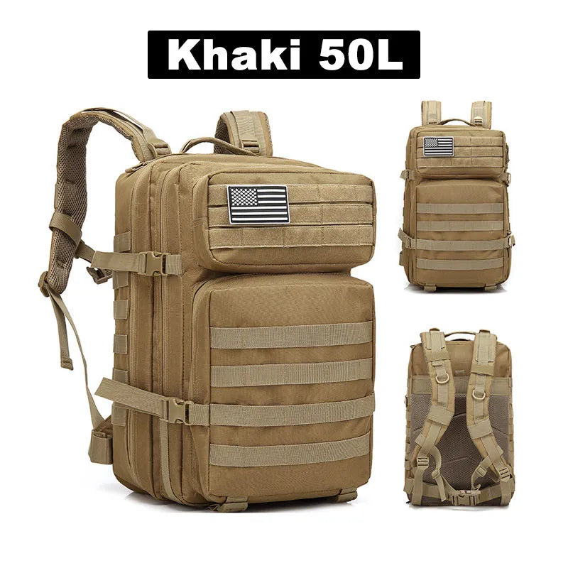 50L Tactical Backpack for Men - Large Capacity Waterproof Rucksacks for Outdoor Sports